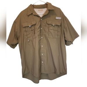 Columbia pfg men's large green shirt sleeve button down omni shade